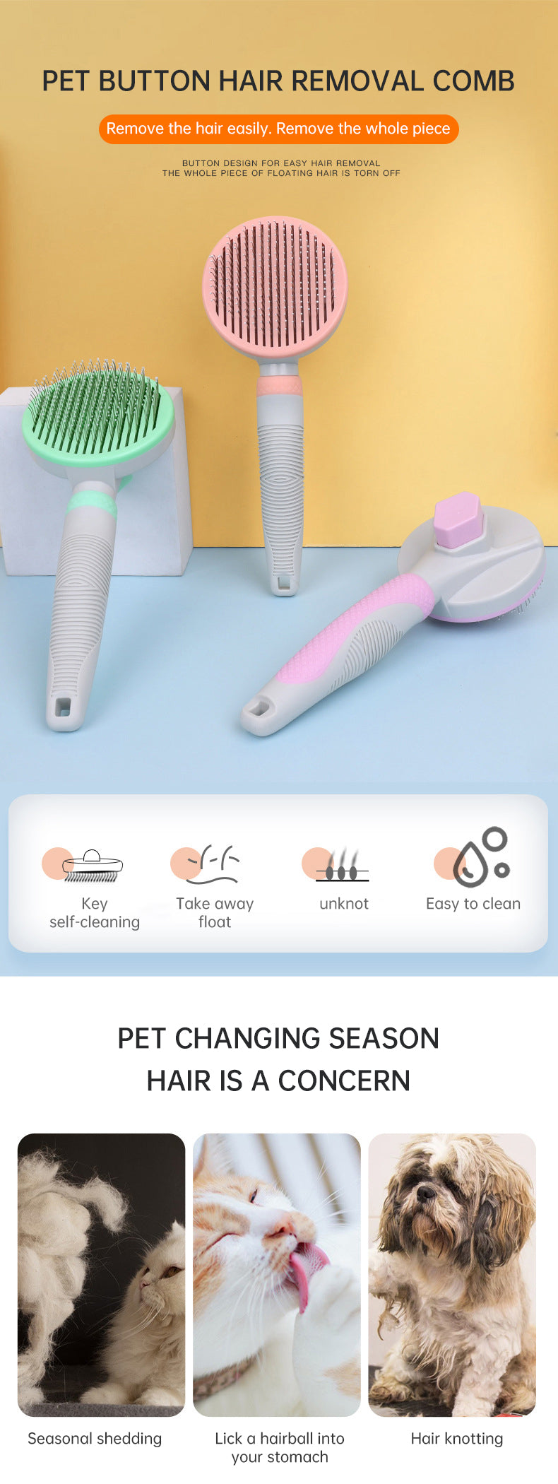 Self - Cleaning Pet Grooming Brush